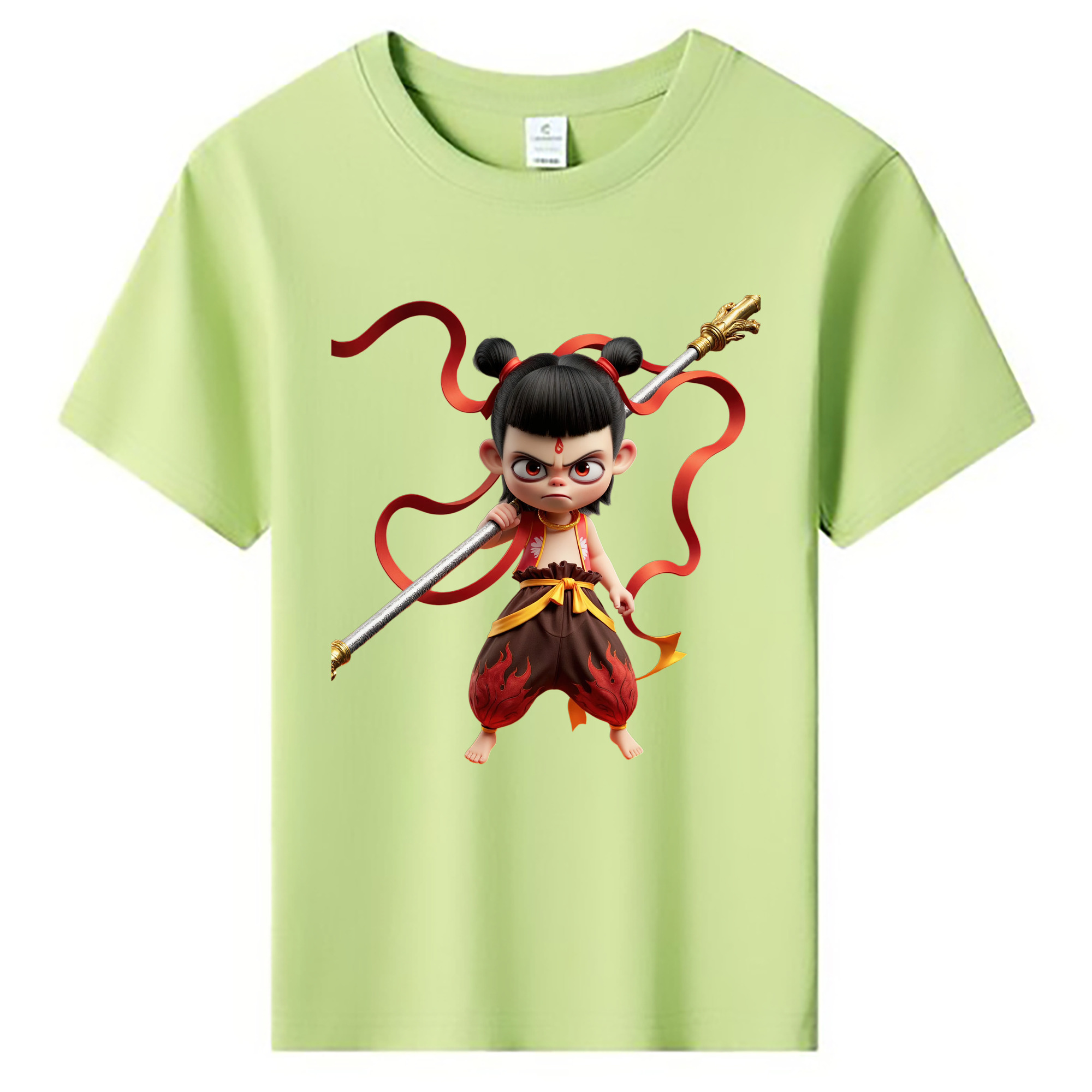 （画像用） Ne Zha 2 ナタ 魔童の大暴れ 綿100％キッズTシャツ（フロントプリント）
